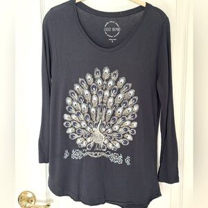 Lucky Brand 3/4 sleeve peacock t-shirt size small